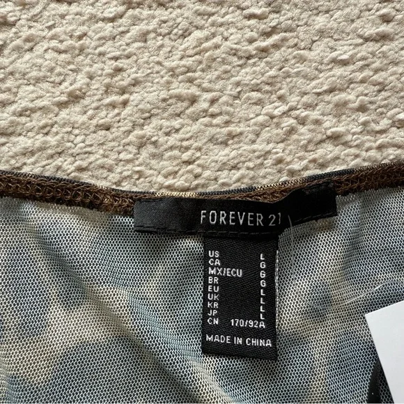 Forever 21 Leopard Animal Print Black Lace Trim V-Neck Cami Tank Top Camisole L - Picture 8 of 12